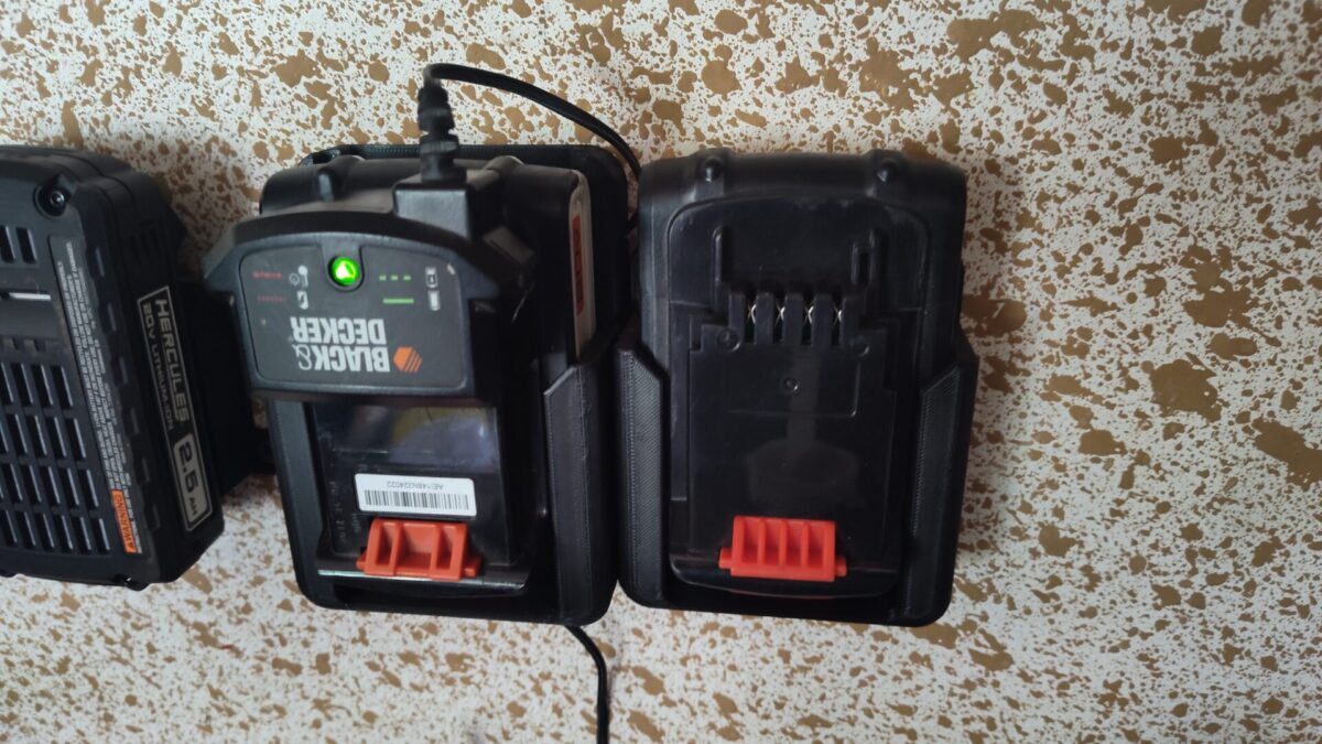 Wall mounted battery holders.