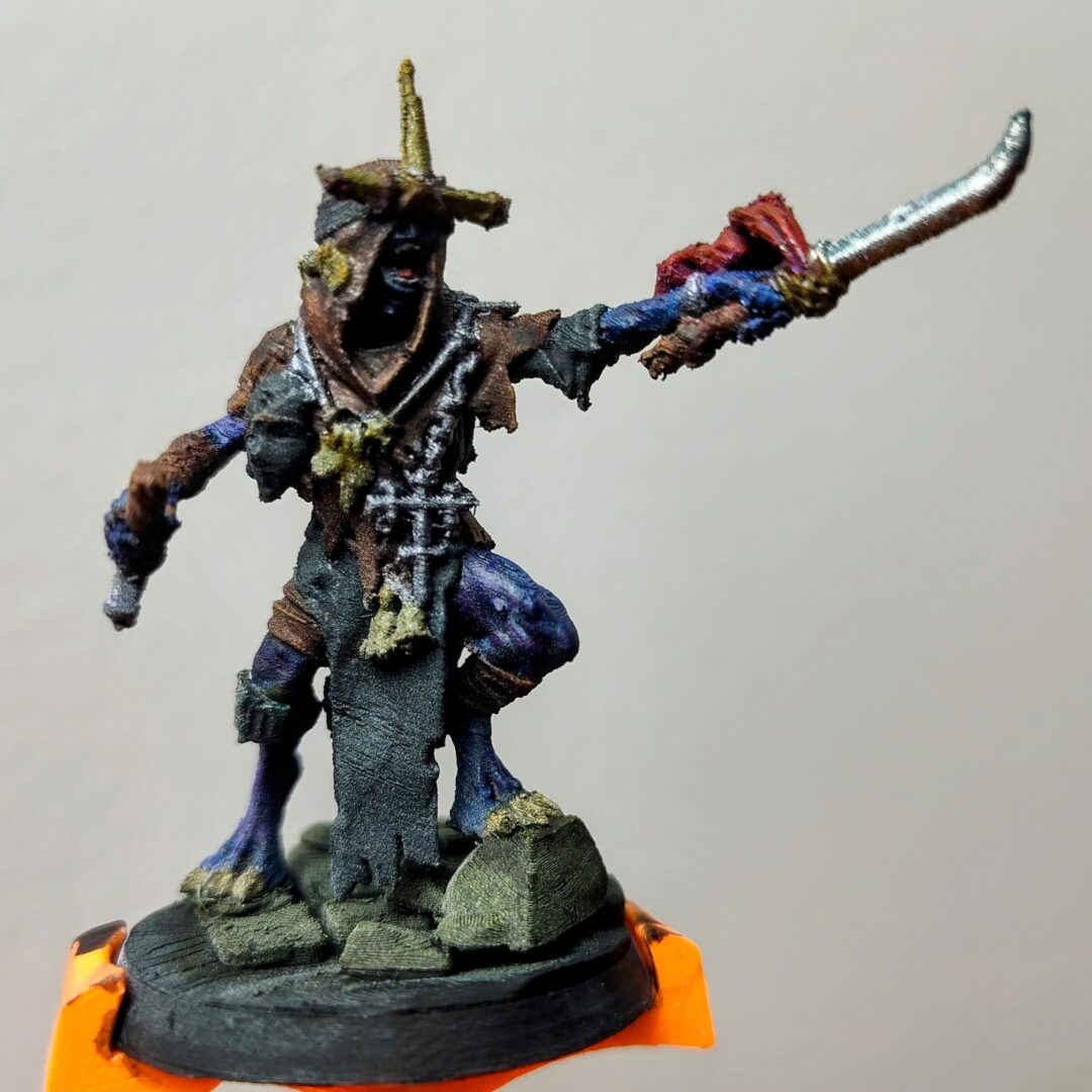 A One Page Rules Shadow Stalkers Scourge Champion 3D printed miniature painted